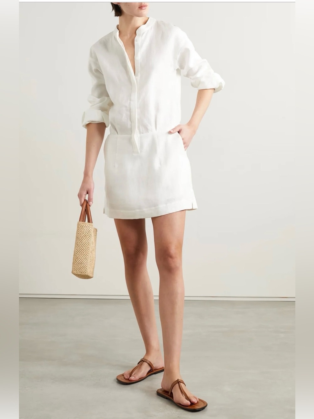 Bondi Born 100% LinenTunic Mini Dress